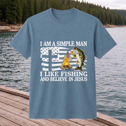I Am a Simple Man Fishing Bass and Faith Graphic T-Shirt