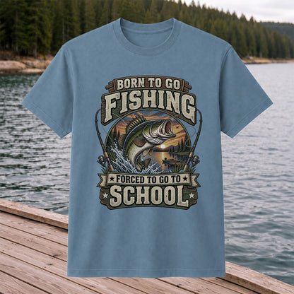 Born to Go Fishing Forced to Go to School Bass T-Shirt
