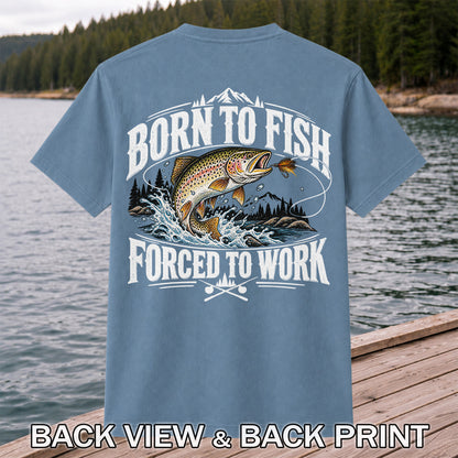 Brown Trout Mountain Lake Fishing Graphic T-Shirt | Back Print