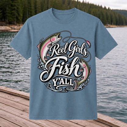 Reel Girls Fish Y'all Rainbow Trout Women's Fishing T-Shirt