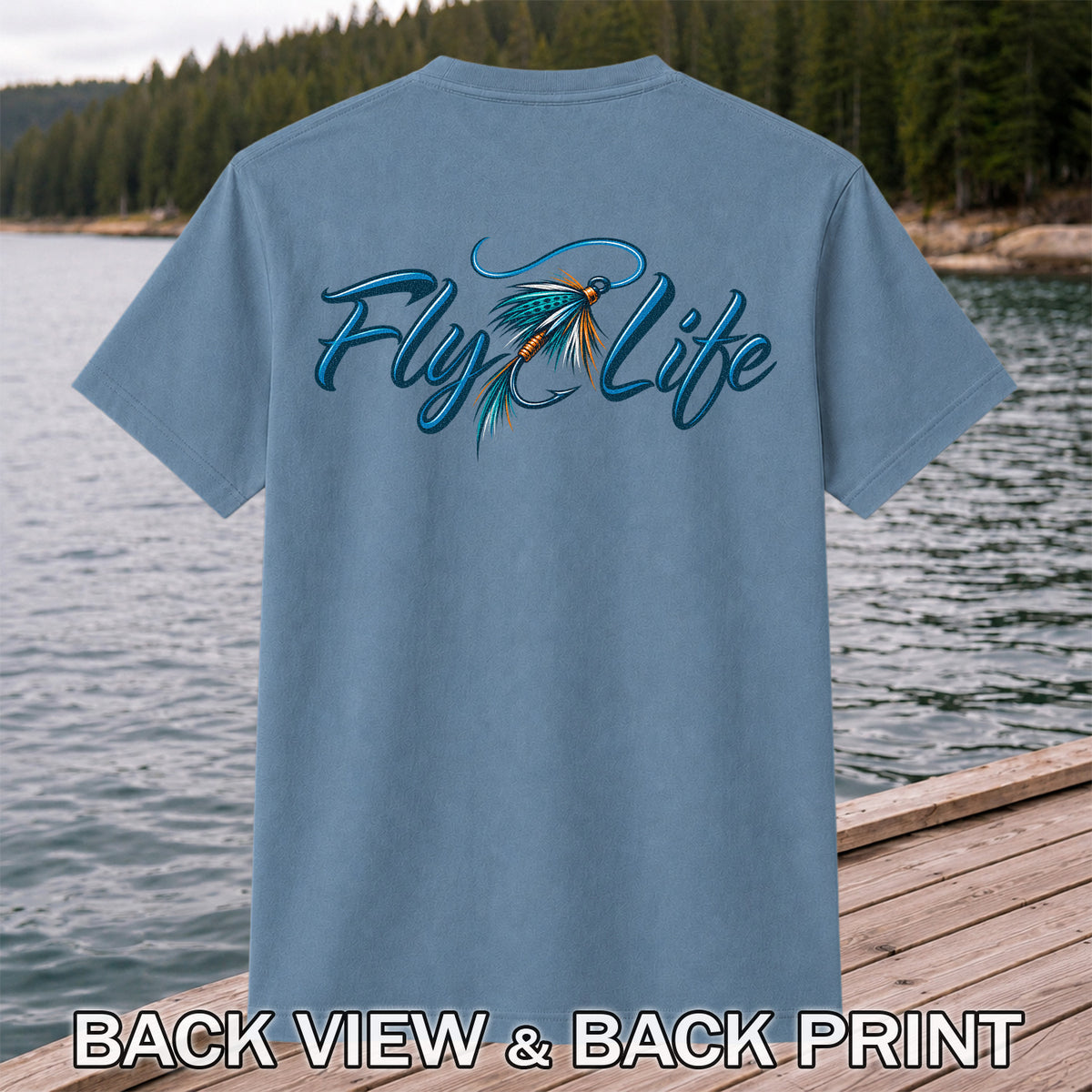 Fly Life Fishing Lure Graphic T-Shirt | Back Print
