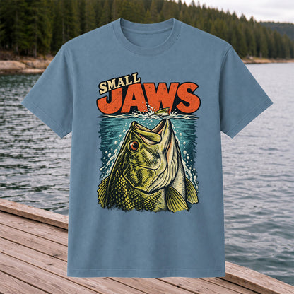 Small Jaws Bass Chasing a Fishing Lure Retro Graphic T-Shirt
