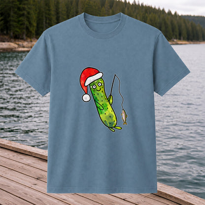 Santa Hat Cucumber Fishing for Trout Graphic T-Shirt