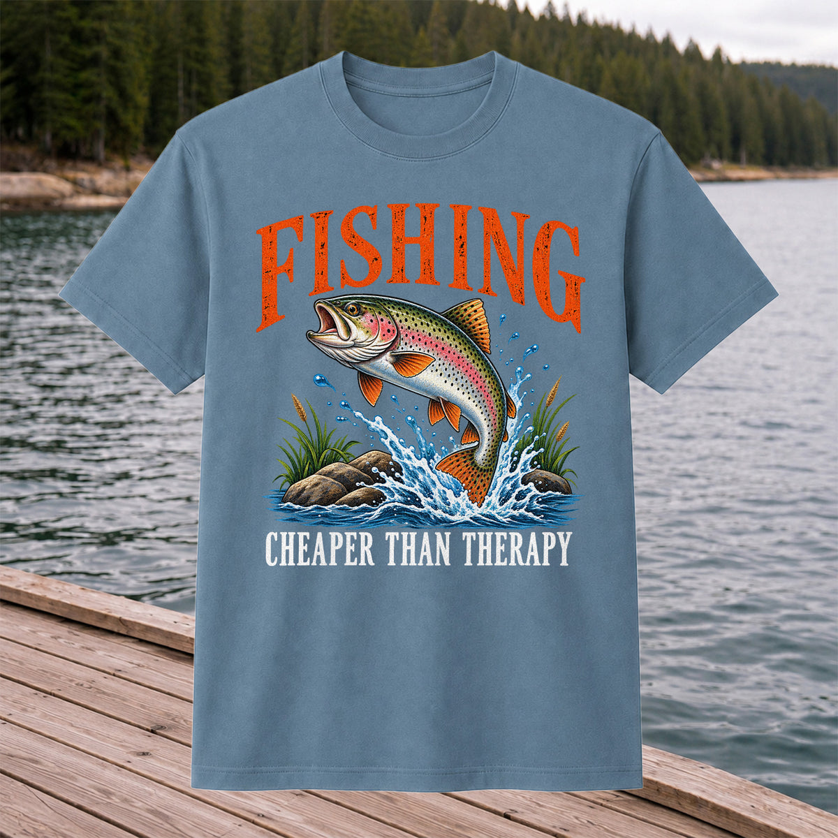 Fishing Cheaper Than Therapy Rainbow Trout Funny T-Shirt