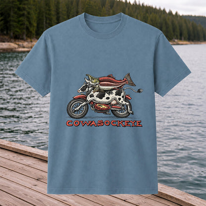 Cowasockeye Trout Motorcycle Funny Fishing Graphic T-Shirt