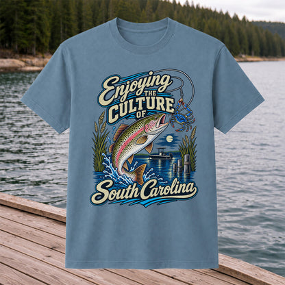 Enjoying the Culture of South Carolina Trout and Crab Fishing T-Shirt