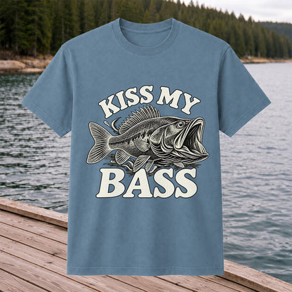 Kiss My Bass Vintage Fish Funny Fishing T-Shirt