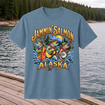 Salmon Music Band Alaska Fishing Graphic T-Shirt