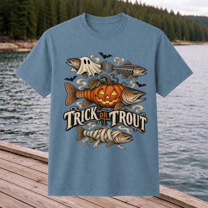 Trick or Trout Spooky Fish Halloween Graphic T-Shirt