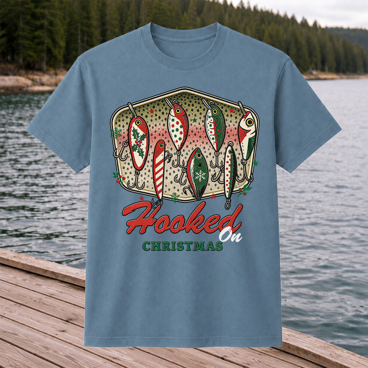 Christmas Fishing Lures Graphic T-Shirt