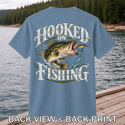 Hooked on Fishing Largemouth Bass Graphic T-Shirt | Back Print