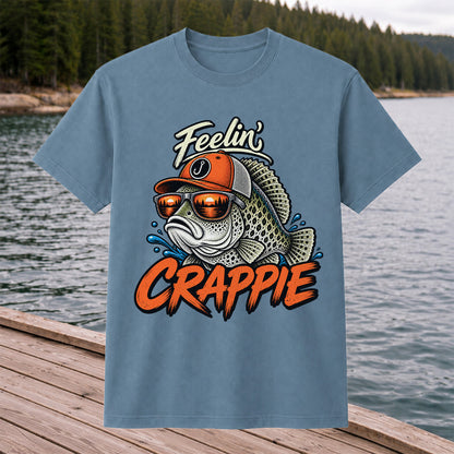 Feelin' Crappie Funny Fishing T-Shirt with Fish in Sunglasses