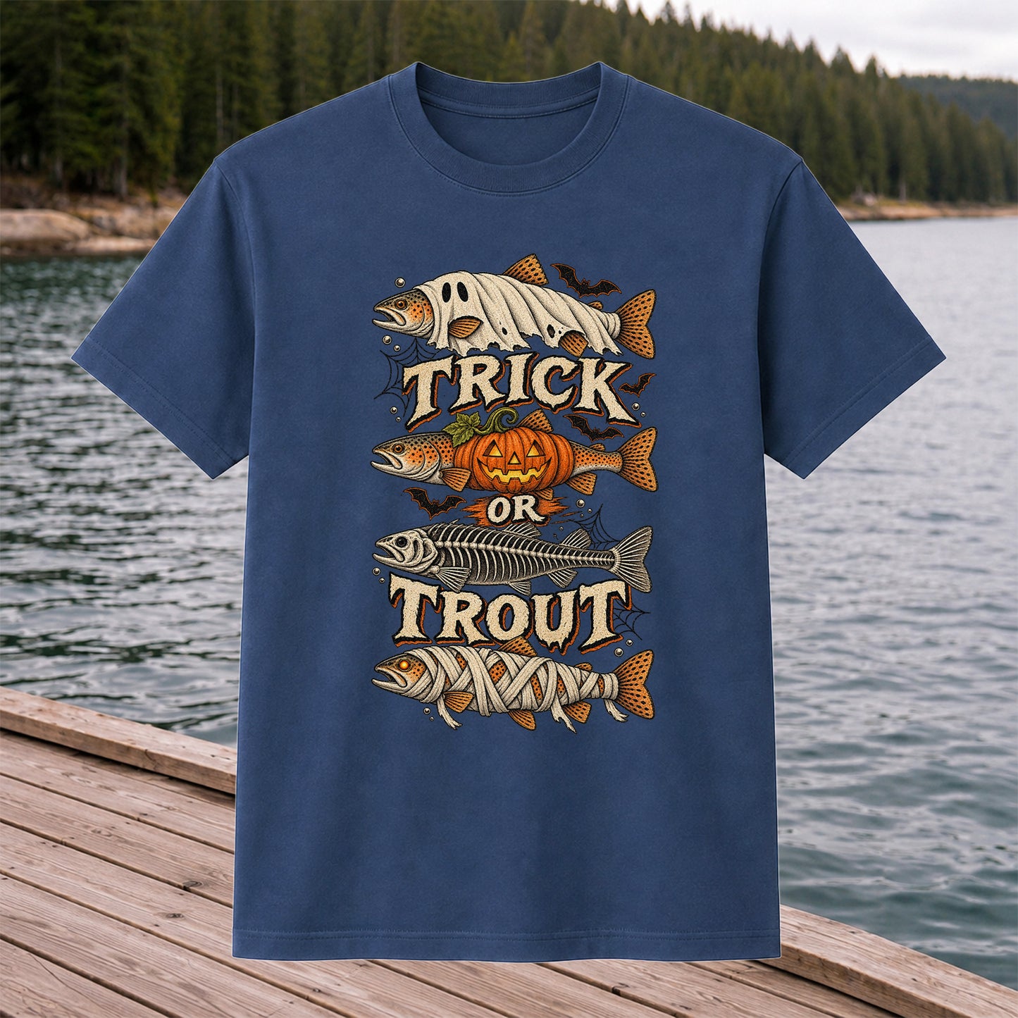 Trick or Trout Halloween Costume Fish Graphic T-Shirt