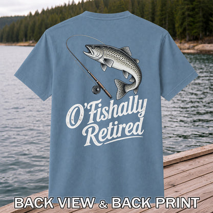 Retired Trout Fishing Rod Graphic T-Shirt | Back Print
