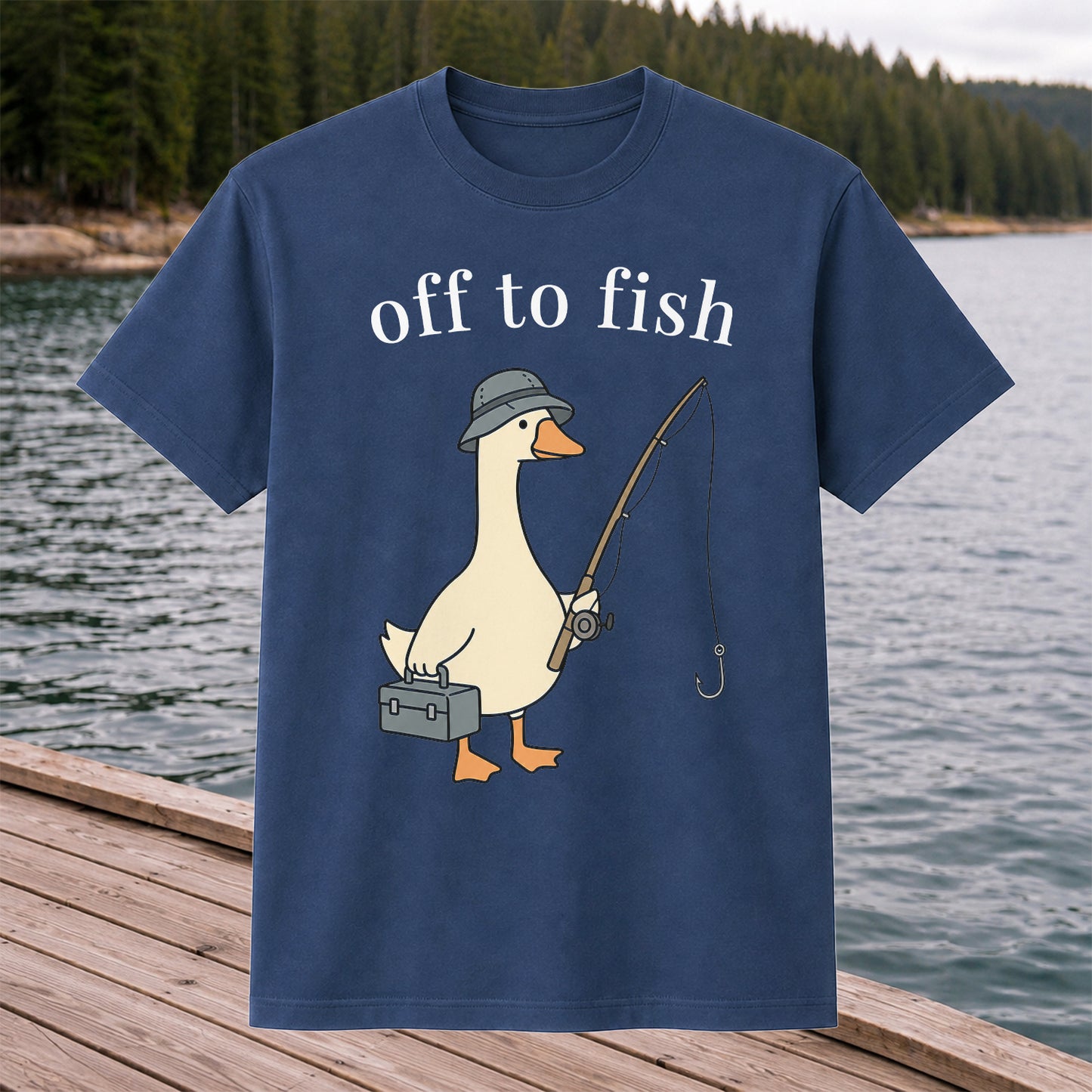 Off To Fish T-Shirt Funny Goose Fishing Shirt Vintage Angler Tee