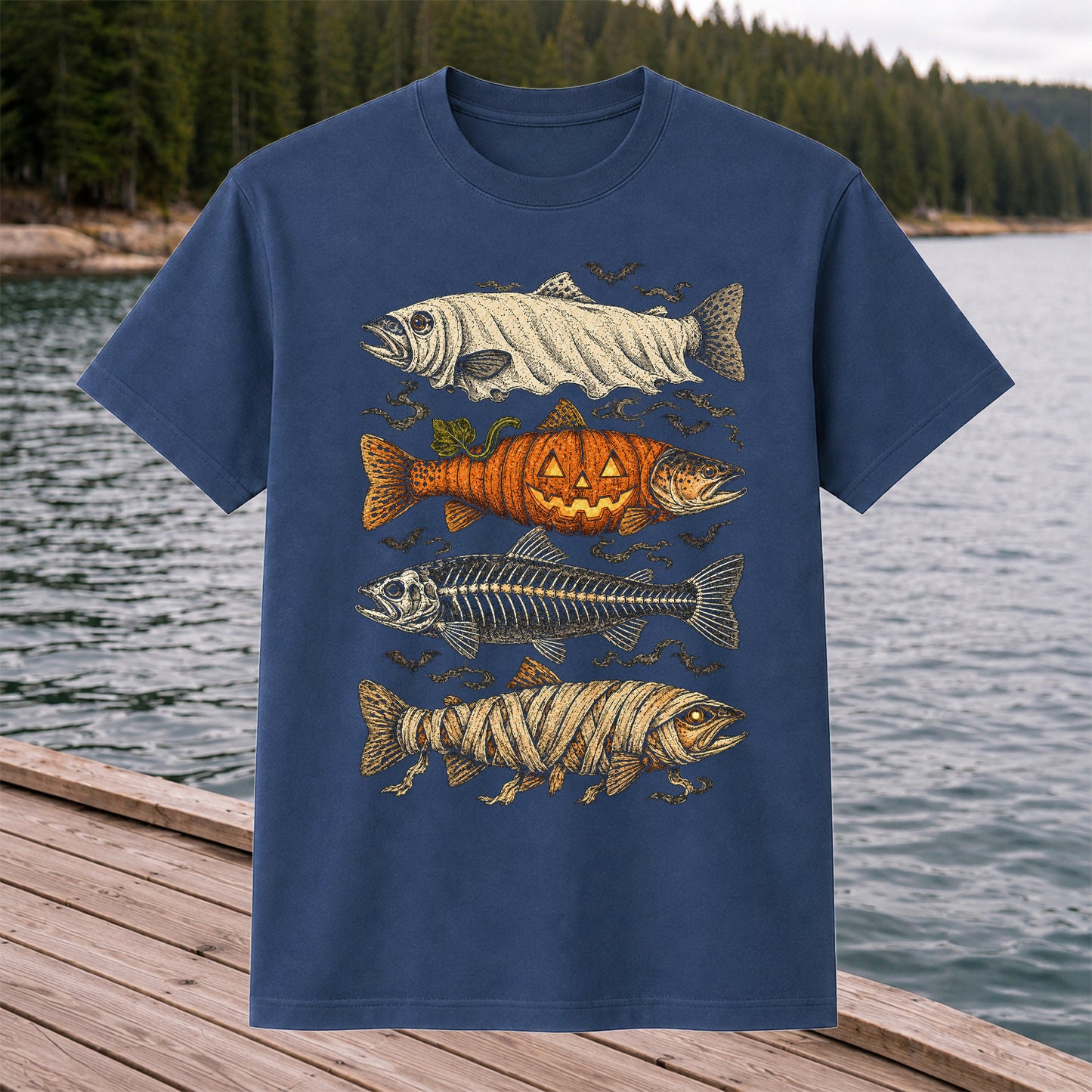 Vintage Halloween Fishing Shirt, Halloween Trout T-Shirt