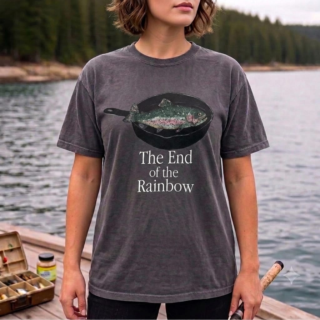 The End of the Rainbow Trout Fishing T Shirt | Funny Fisherman Gift Tee