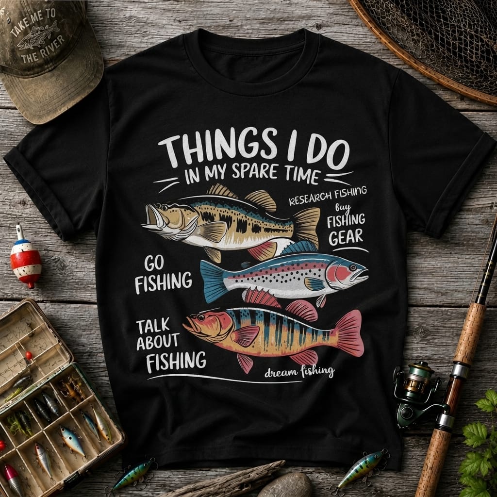 Things I Do In My Spare Time Fishing T Shirt | Funny Fishing Lover Graphic Tee