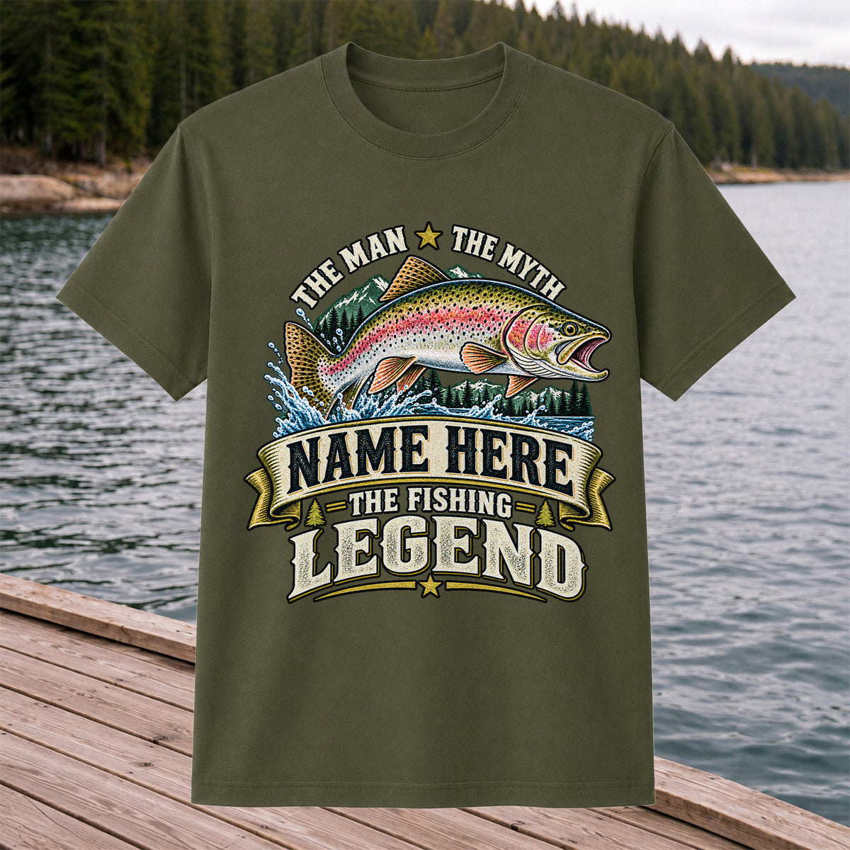 Personalized The Man The Myth The Fishing Legend Rainbow Trout T-Shirt