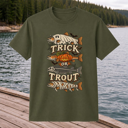 Trick or Trout Halloween Costume Fish Graphic T-Shirt