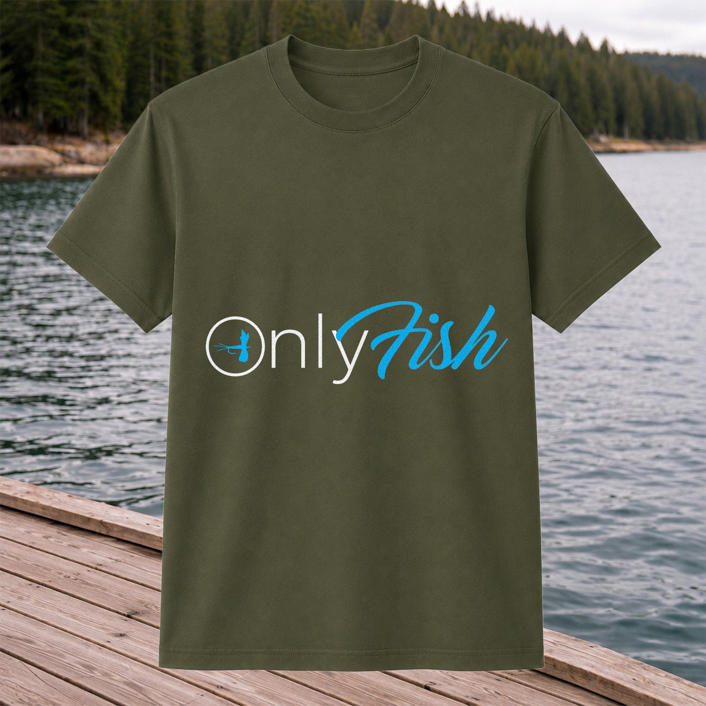 OnlyFish Fishing Hook Pun Minimalist Graphic T-Shirt