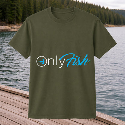 OnlyFish Fishing Hook Pun Minimalist Graphic T-Shirt