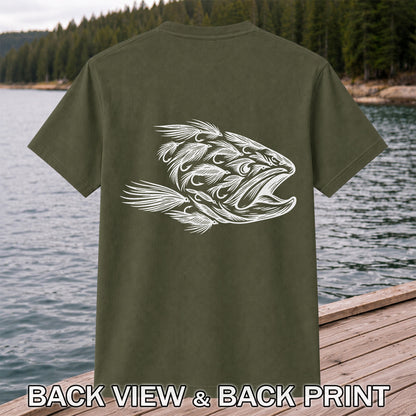 Fly Fishing Fish Design Graphic T-Shirt | Back Print