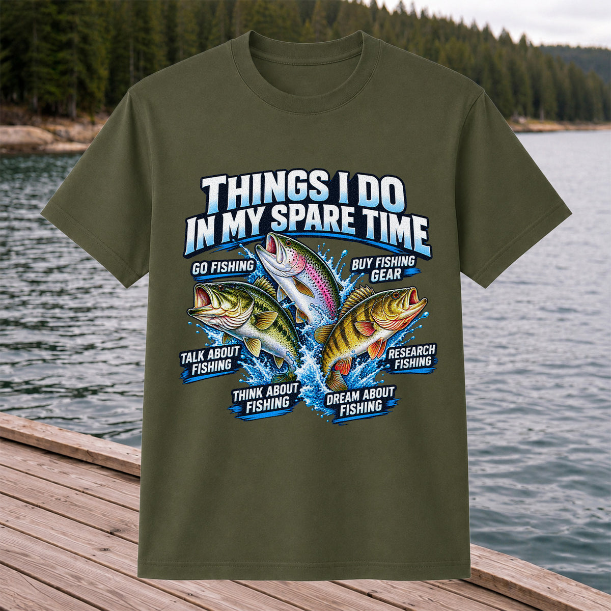 Things I Do in My Spare Time Bass Trout and Perch Fishing T-Shirt