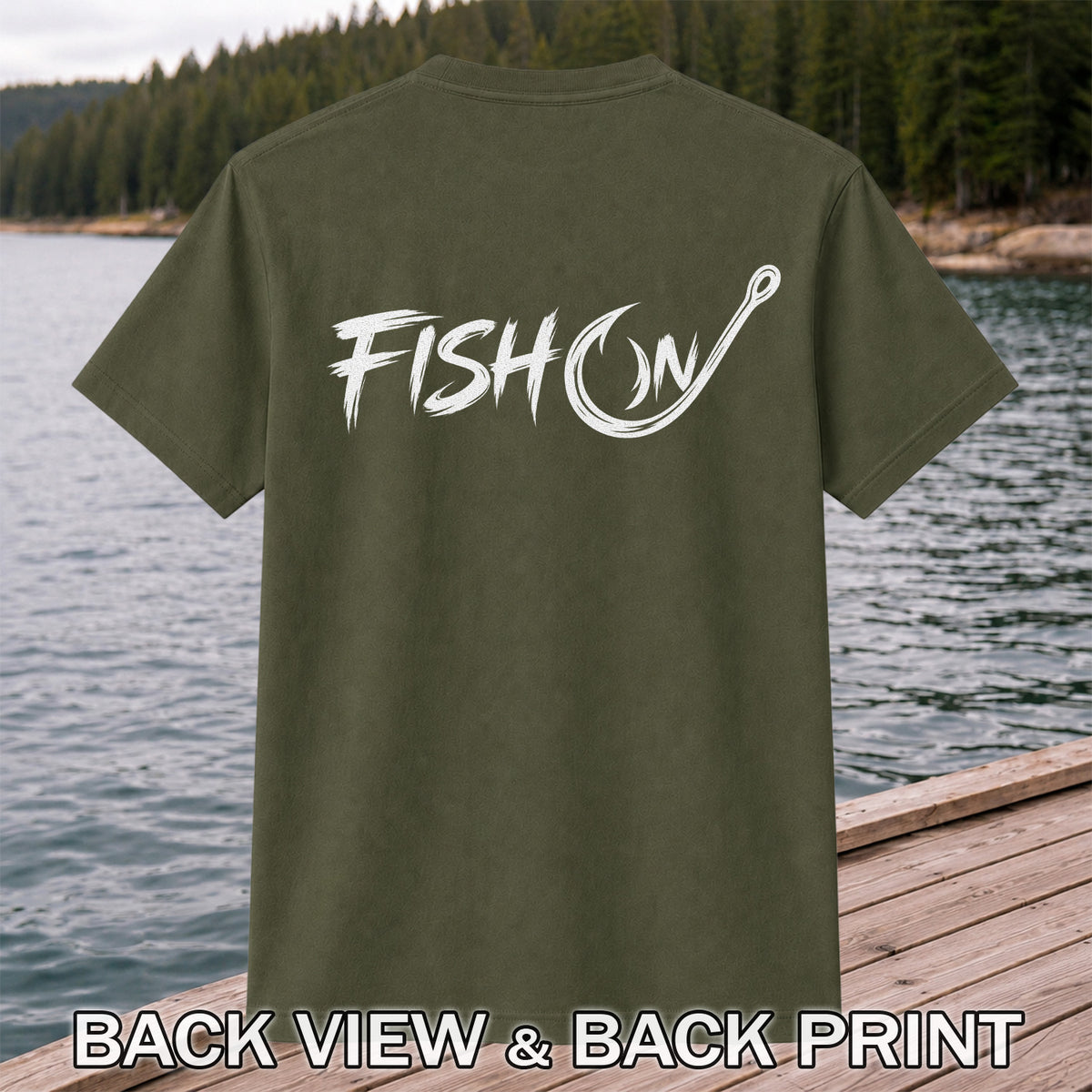 Fish On Fishing Hook Graphic T-Shirt | Back Print