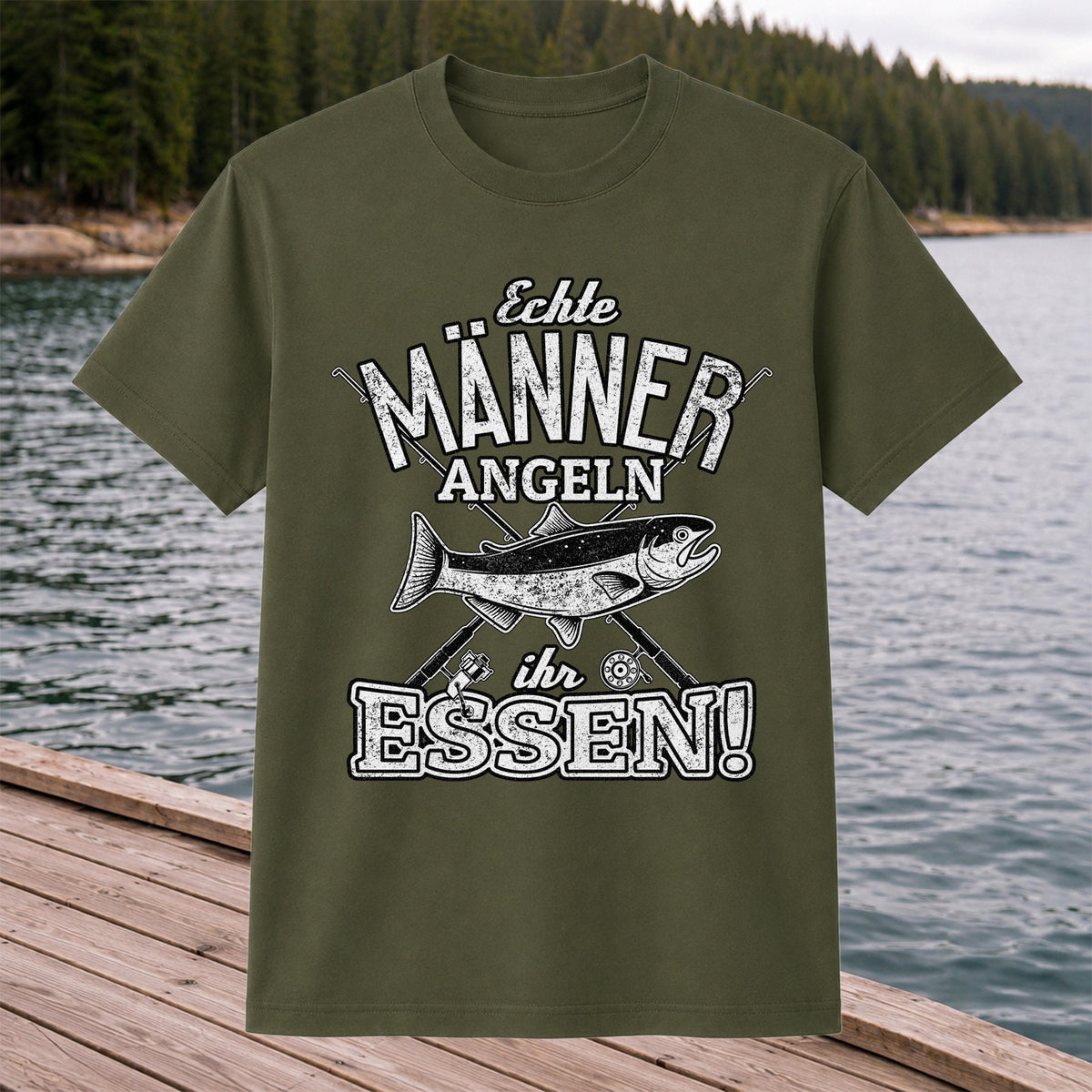 Echte Männer Angeln Ihr Essen Funny Fishing T-Shirt