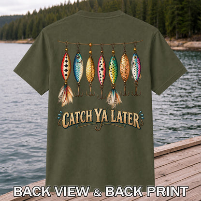 Catch Ya Later Vintage Fishing Lures Graphic T-Shirt | Back Print