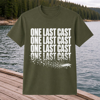 One Last Cast Repeating Fishing Lure Graphic T-Shirt