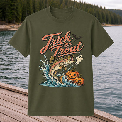 Trick or Trout Halloween Trout Fishing Graphic T-Shirt