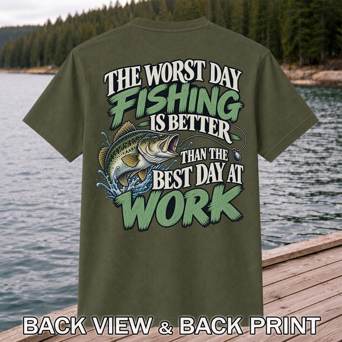 Largemouth Bass Fishing Humor Graphic T-Shirt | Back Print