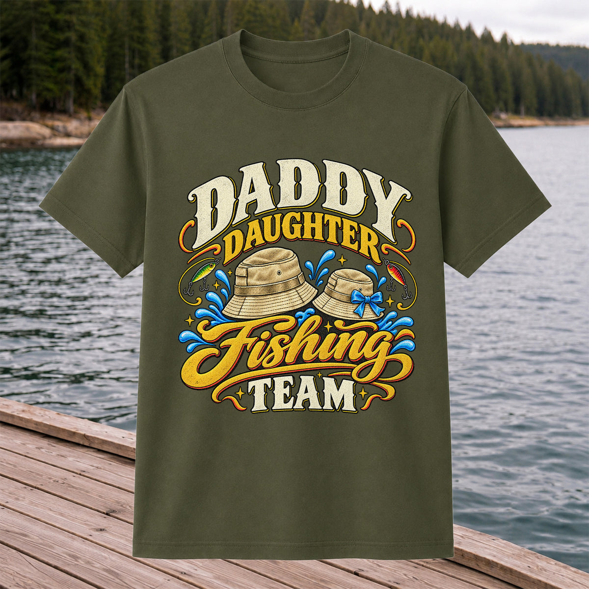 Dad Daughter Fishing Team Family Fishing Graphic T-Shirt