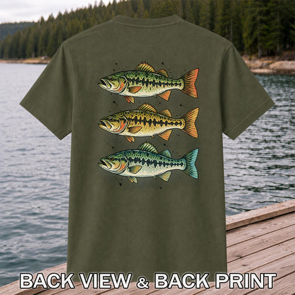 Three Bass Fishing Graphic T-Shirt | Back Print