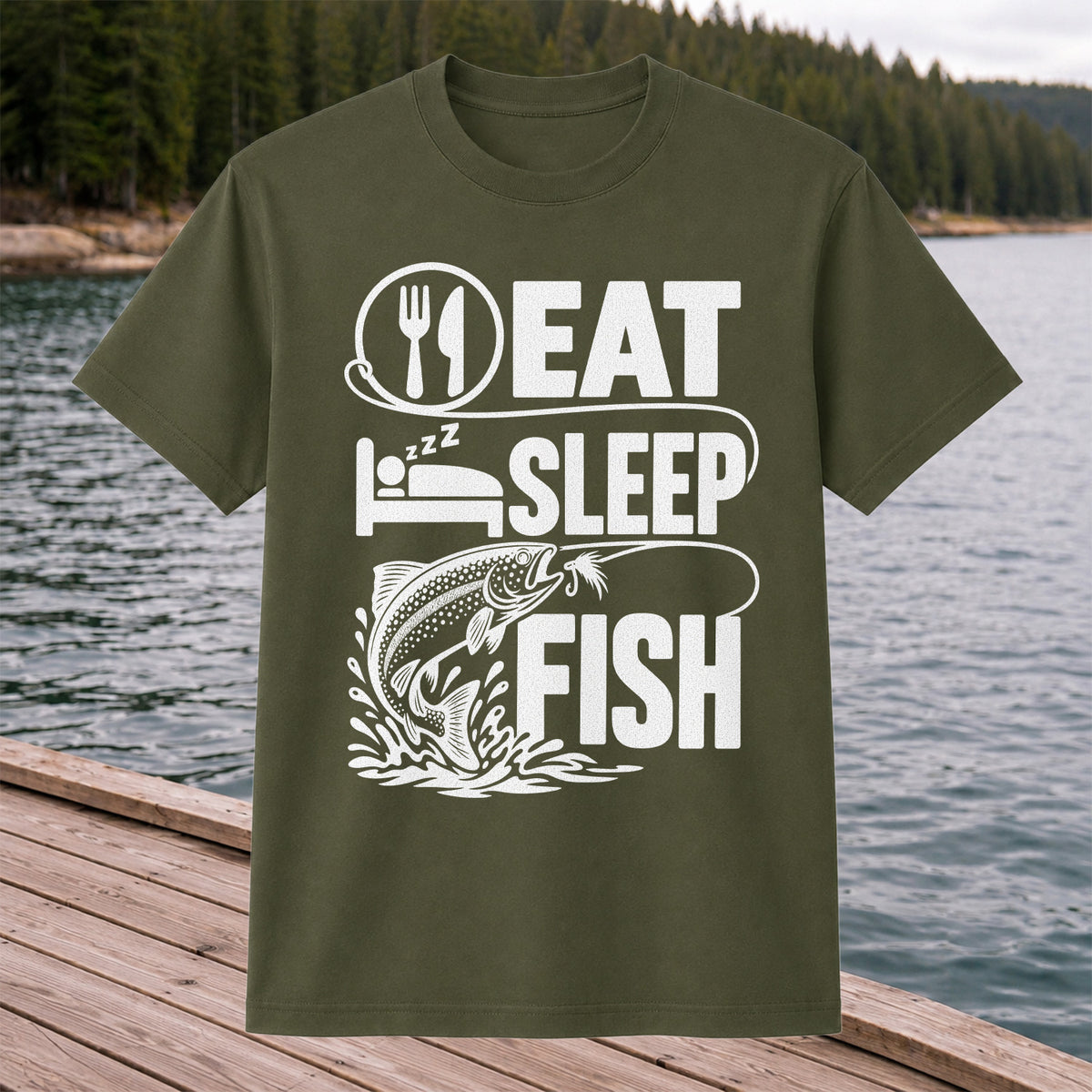 Eat Sleep Fish Trout Fly Fishing Graphic T-Shirt