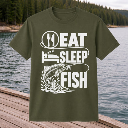 Eat Sleep Fish Trout Fly Fishing Graphic T-Shirt