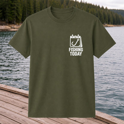 Fishing Today Calendar and Hook Minimalist Graphic T-Shirt