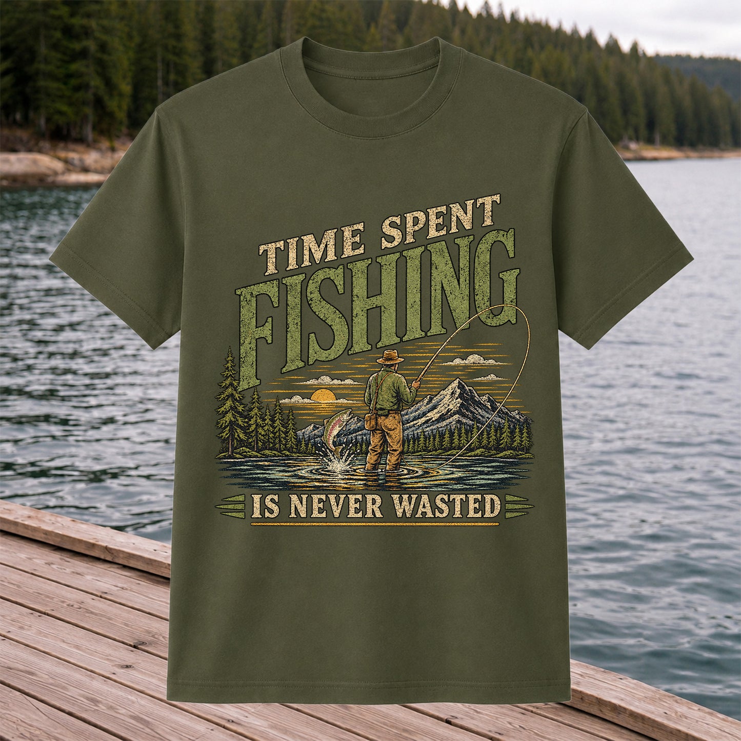 Time Spent Fishing Is Never Wasted Fly Fishing T-Shirt