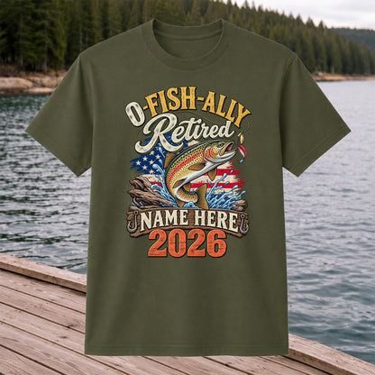 Retired Trout Fishing Patriotic Personalized Graphic T-Shirt