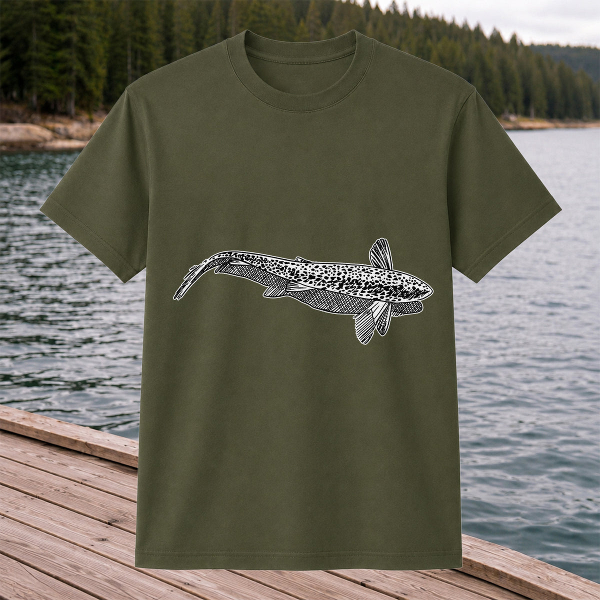 Burbot Fish Minimalist Line Art Fishing Graphic T-Shirt