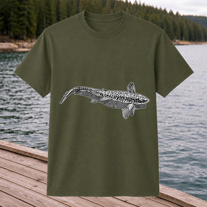 Burbot Fish Minimalist Line Art Fishing Graphic T-Shirt