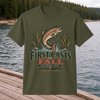 First Casts of Fall September Trout Fishing Graphic T-Shirt