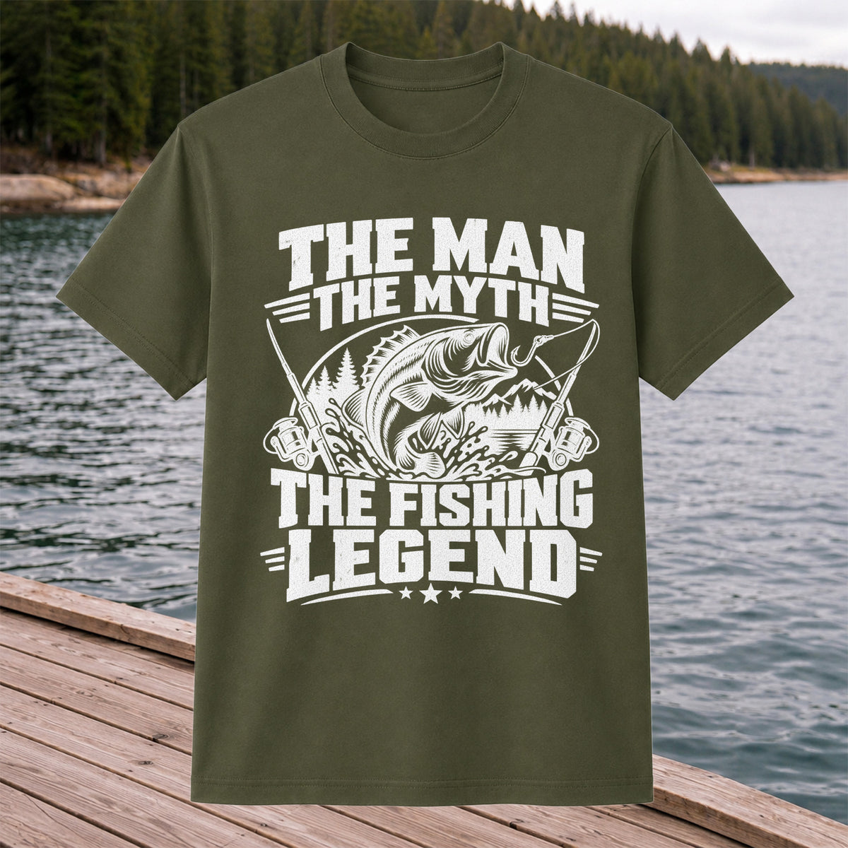 The Man The Myth The Fishing Legend Bass Graphic T-Shirt