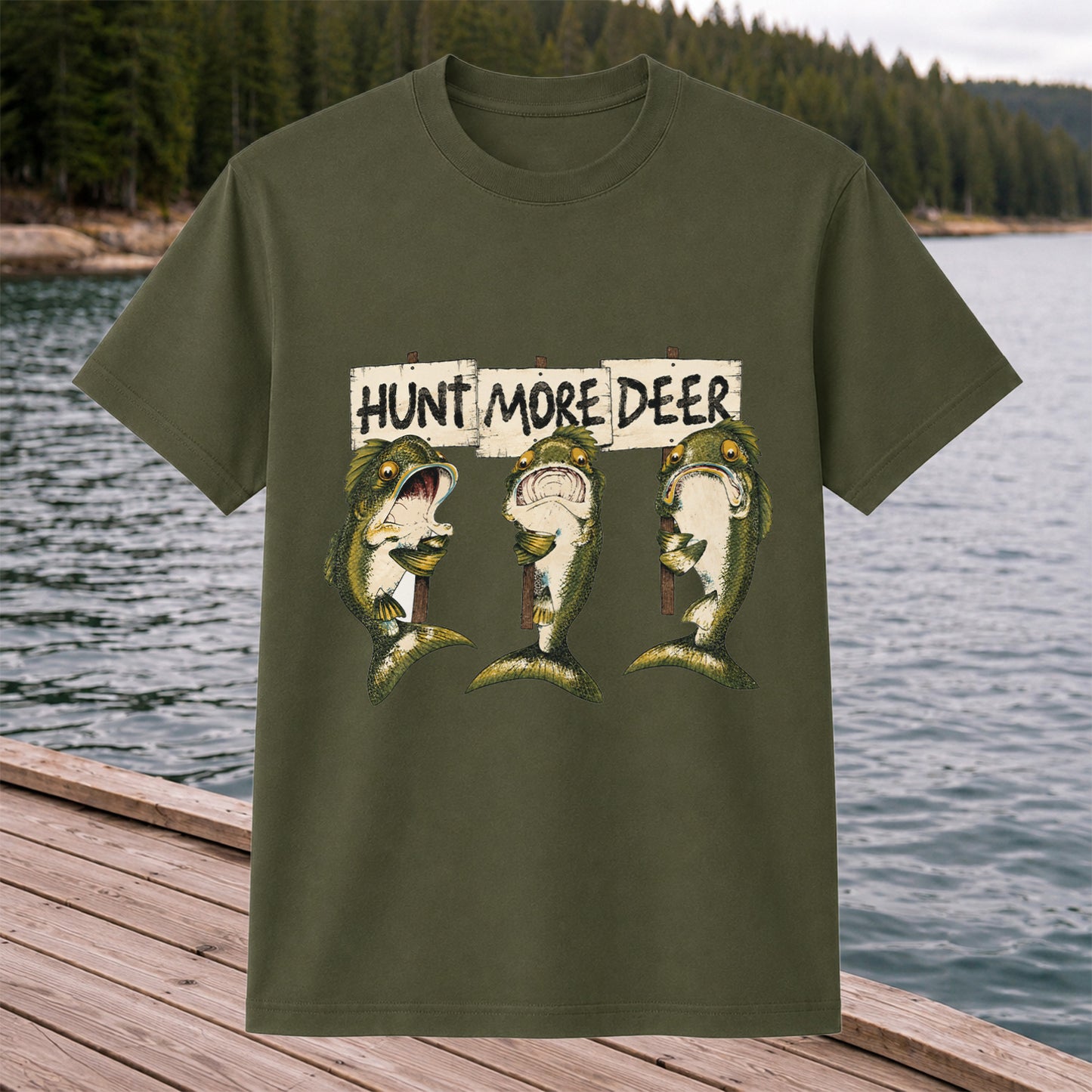 Hunt More Deer Funny Bass Fishing T Shirt