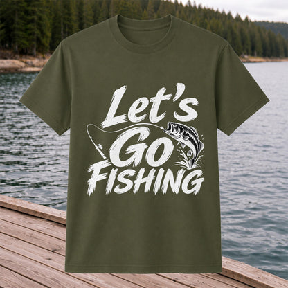 Let's Go Fishing with Jumping Bass Graphic T-Shirt