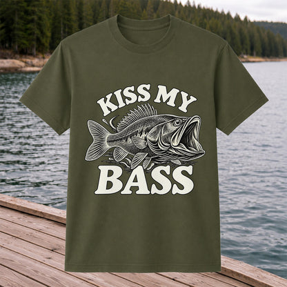 Kiss My Bass Vintage Fish Funny Fishing T-Shirt