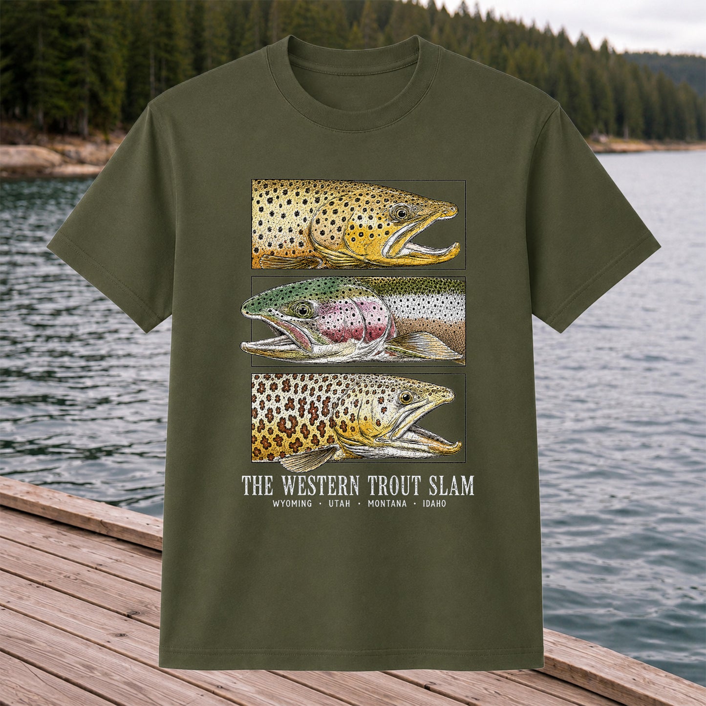 The Western Trout Slam Wyoming Utah Montana Idaho Fishing T-Shirt