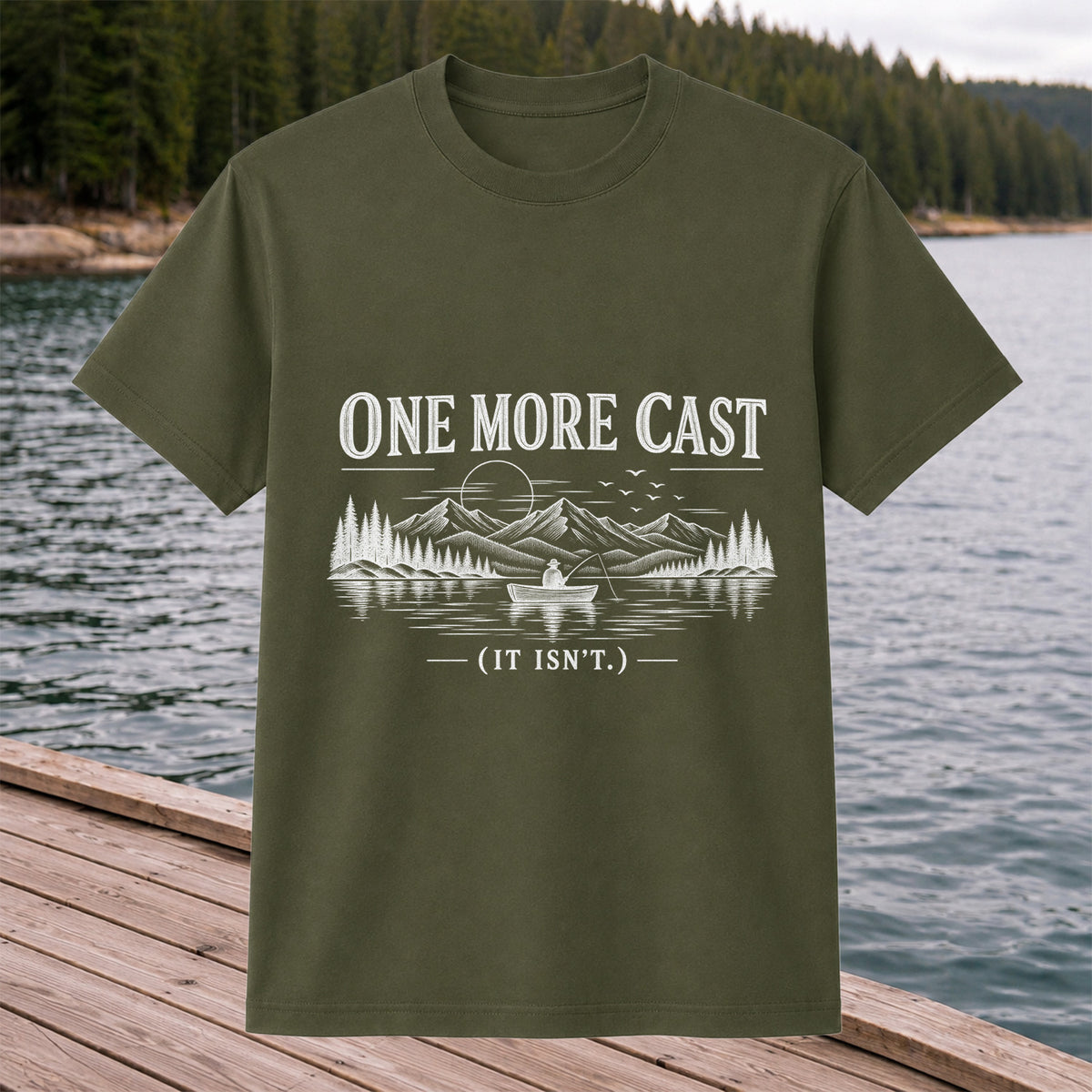 One More Cast Funny Lake Fishing Graphic T-Shirt